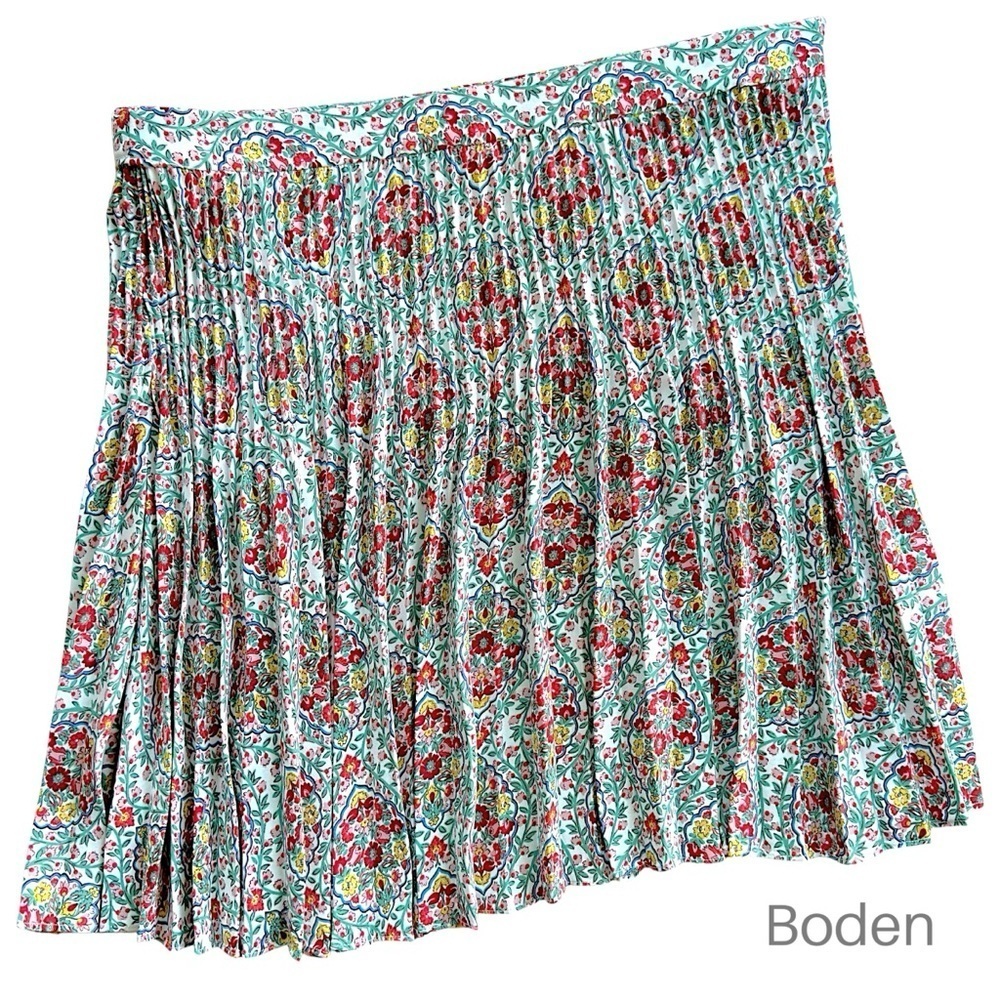 BODEN | NWOT PLEATED FLORAL MINI SKIRT IN MULTI VINE TERRACE | SIZE 14